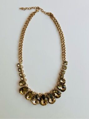 Skyline Collection gold tone champagne glass crystal statement bib necklace